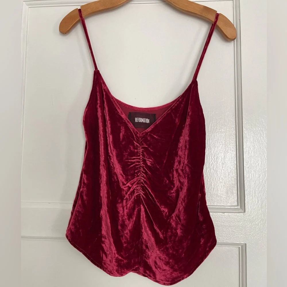Reformation red velvet tank XS